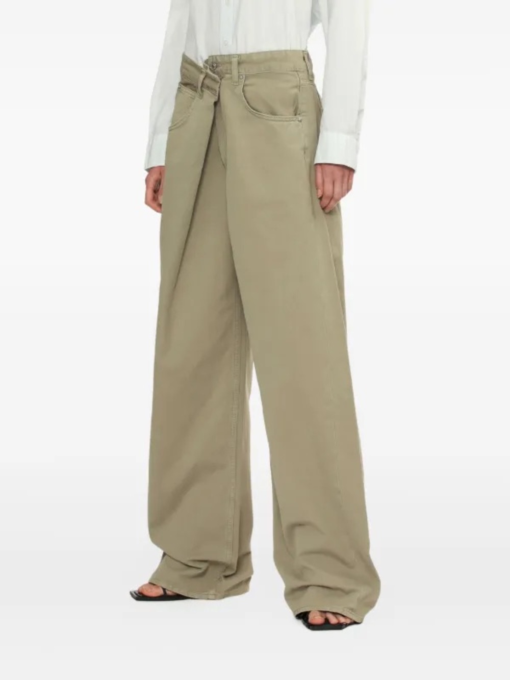 $369 NWOT Agolde “Vana” Fold High-Rise Wide-Leg Pants in Dark Khaki Sz 28 - Picture 2 of 14